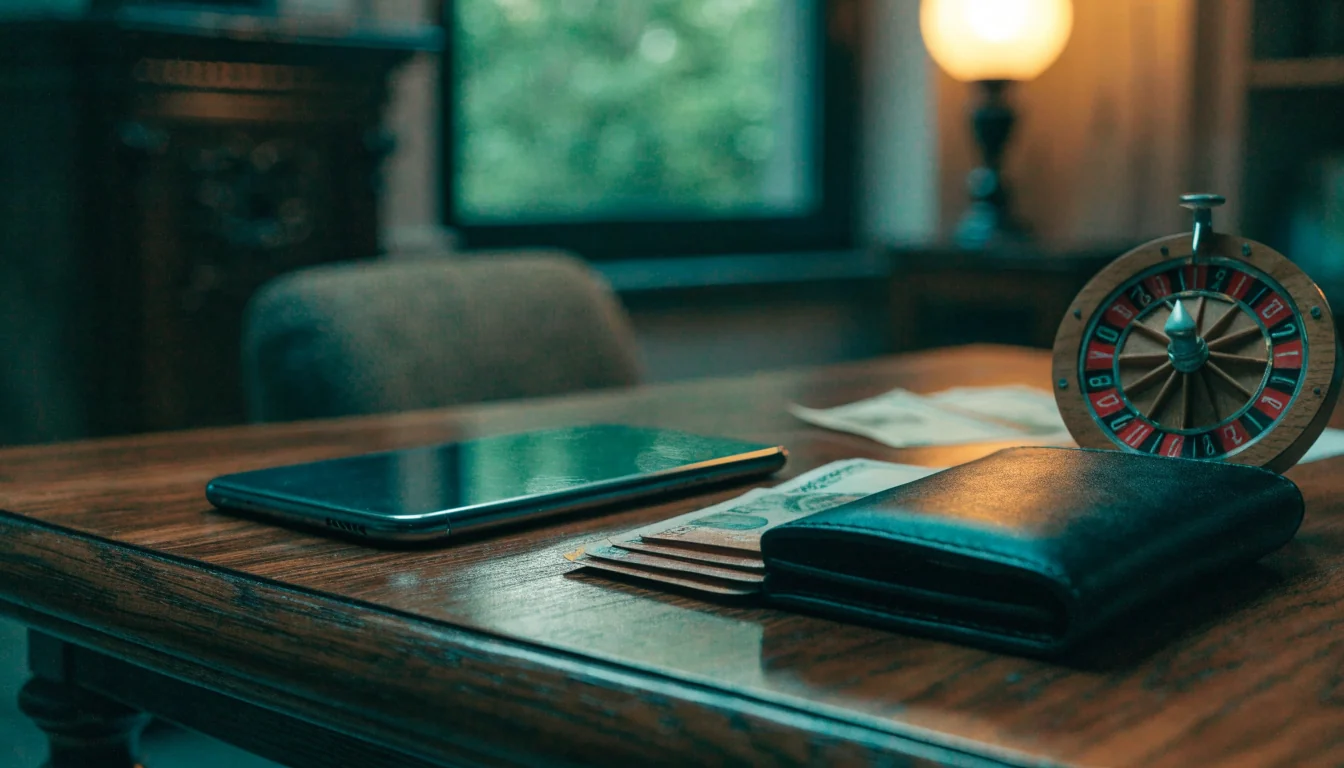 UK payment methods on a desk with debit cards, pounds and a smartphone