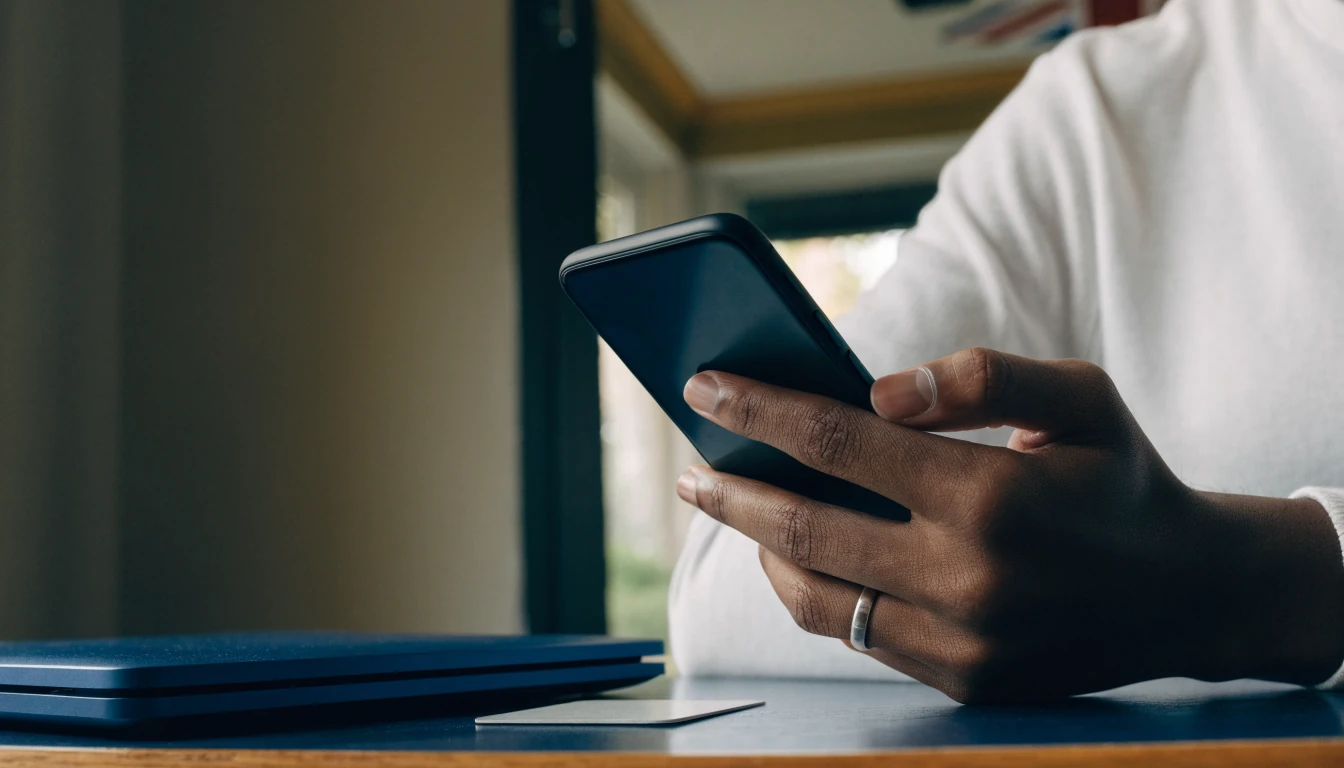 UK customer securely checking an online payment by smartphone