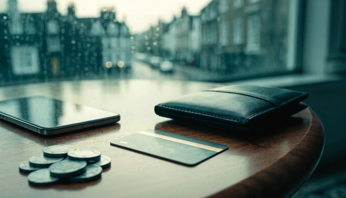 Phone, wallet and bank card representing a fast UK casino withdrawal