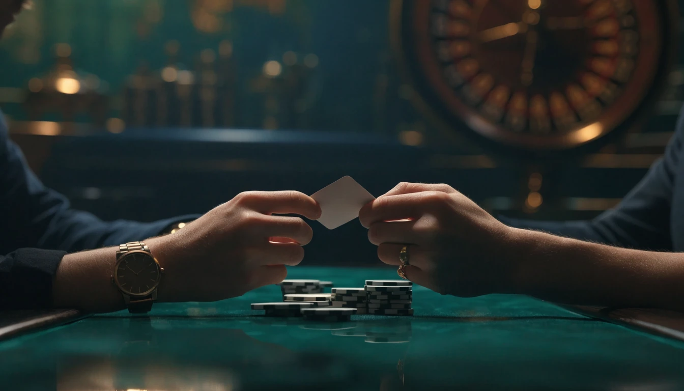 Players considering the next card at a stylish UK casino table