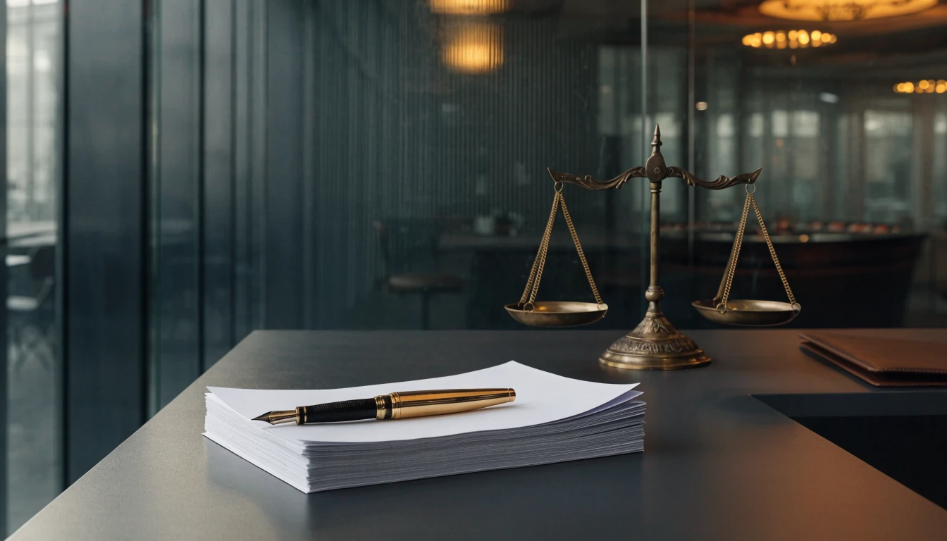 Unbranded British legal publishing desk with documents and blurred roulette wheel