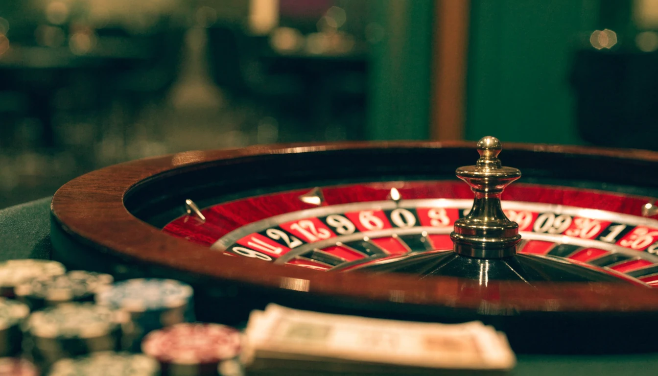 American roulette wheel showing separate green zero and double-zero pockets